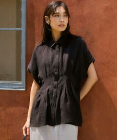 【洗える】LIBECOリネン タック デザイン シャツ