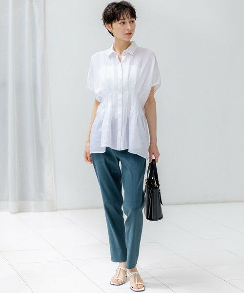 L size ONWARD(大きいサイズ) / エルサイズオンワード シャツ・ブラウス | 【洗える】LIBECOリネン タック デザイン シャツ | 詳細1