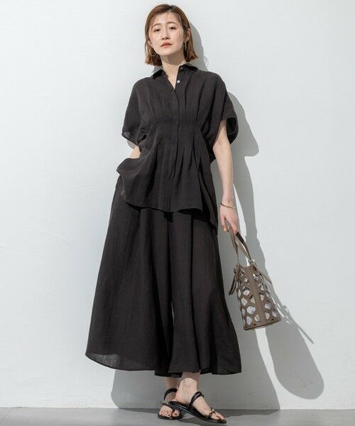 L size ONWARD(大きいサイズ) / エルサイズオンワード シャツ・ブラウス | 【洗える】LIBECOリネン タック デザイン シャツ | 詳細4