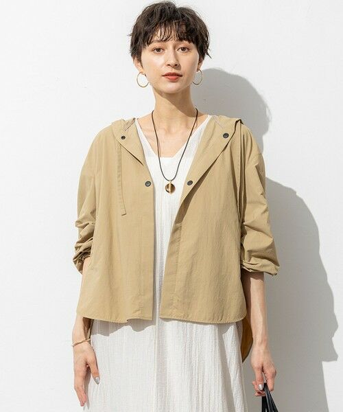 L size ONWARD(大きいサイズ) / エルサイズオンワード ブルゾン | 【SLOW/一部店舗限定】UVカット/撥水/接触冷感 ナイロンタスランタフタ ライトブルゾン(ベージュ系)