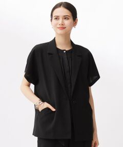 L size ONWARD(大きいサイズ) / エルサイズオンワード テーラードジャケット | 【カタログ掲載・セットアップ対応・接触冷感・UVカット・洗える】ライトリネンライクショートスリーブ ジャケット