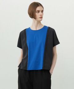 L size ONWARD(大きいサイズ) / エルサイズオンワード カットソー | 【接触冷感・UVケア・洗える】シルケットスムースコンビ バイカラーカットソー