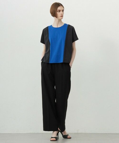 L size ONWARD(大きいサイズ) / エルサイズオンワード カットソー | 【接触冷感・UVケア・洗える】シルケットスムースコンビ バイカラーカットソー | 詳細8