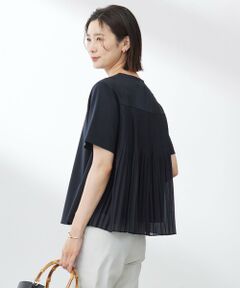 L size ONWARD(大きいサイズ) / エルサイズオンワード カットソー | 【洗える】コットンスムース バック プリーツ カットソー