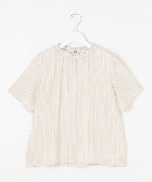 L size ONWARD(大きいサイズ) / エルサイズオンワード カットソー | 【洗える】シアーストライプ＆チェック ブラウスライク カットソー | 詳細6