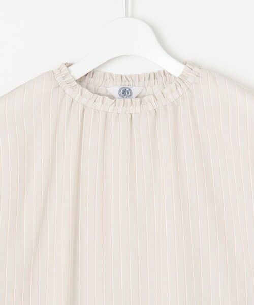 L size ONWARD(大きいサイズ) / エルサイズオンワード カットソー | 【洗える】シアーストライプ＆チェック ブラウスライク カットソー | 詳細8