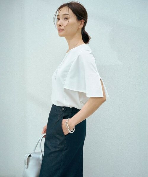 L size ONWARD(大きいサイズ) / エルサイズオンワード カットソー | 【洗える・接触冷感】プレーティングジャージー ケープ風 カットソー | 詳細5