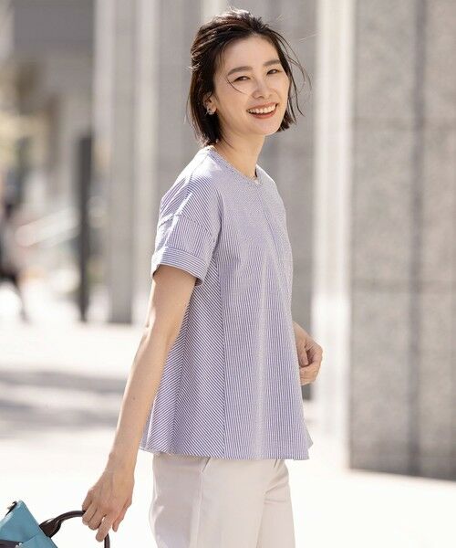 L size ONWARD(大きいサイズ) / エルサイズオンワード カットソー | 【洗える・抗菌防臭・吸水速乾】サッカージャージー フレンチスリーブ カットソー | 詳細10