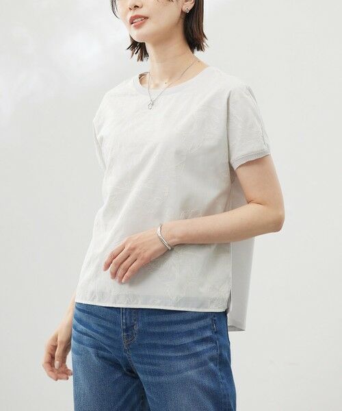 L size ONWARD(大きいサイズ) / エルサイズオンワード カットソー | 【洗える】シアーエンブロイダリー カットソー | 詳細12