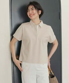 L size ONWARD(大きいサイズ) / エルサイズオンワード カットソー | 【洗える】コットンリネンジャージー ポロ カットソー
