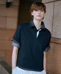 L size ONWARD(大きいサイズ) / エルサイズオンワード カットソー | 【洗える】コットンリネンジャージー ポロ カットソー