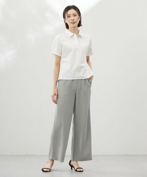 L size ONWARD(大きいサイズ) / エルサイズオンワード カットソー | 【洗える】コットンリネンジャージー ポロ カットソー | 詳細1