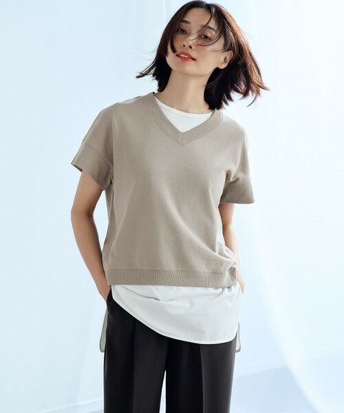 L size ONWARD(大きいサイズ) / エルサイズオンワード カットソー | 【SLOW/WEB限定】ラスティックテリー Vネック カットソー | 詳細4