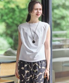 L size ONWARD(大きいサイズ) / エルサイズオンワード カットソー | 【SLOW/一部店舗限定】ライトツイストコットン 切り替えデザイン Tシャツ