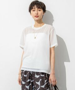 L size ONWARD(大きいサイズ) / エルサイズオンワード カットソー | 【SLOW/一部店舗限定】シースルートリコット シアー Tシャツ