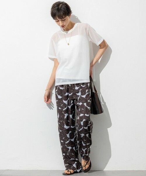 L size ONWARD(大きいサイズ) / エルサイズオンワード カットソー | 【SLOW/一部店舗限定】シースルートリコット シアー Tシャツ | 詳細1