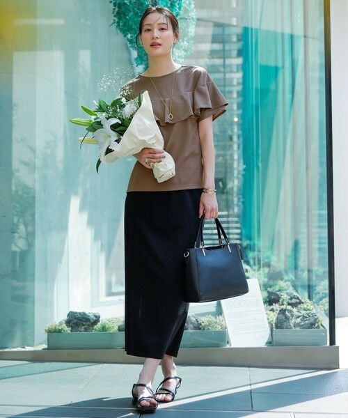 L size ONWARD(大きいサイズ) / エルサイズオンワード カットソー | 【前後着用・UVケア・洗える】2WAYジョーゼットジャージーフリル カットソー | 詳細19