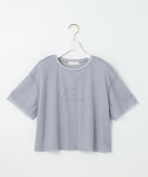 L size ONWARD(大きいサイズ) / エルサイズオンワード カットソー | 【洗える】シアーチュールロゴ Tシャツ | 詳細7