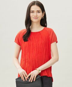 L size ONWARD(大きいサイズ) / エルサイズオンワード カットソー | 【洗える】ジョーゼットプリーツコンビ カットソー