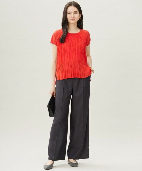 L size ONWARD(大きいサイズ) / エルサイズオンワード カットソー | 【洗える】ジョーゼットプリーツコンビ カットソー | 詳細5