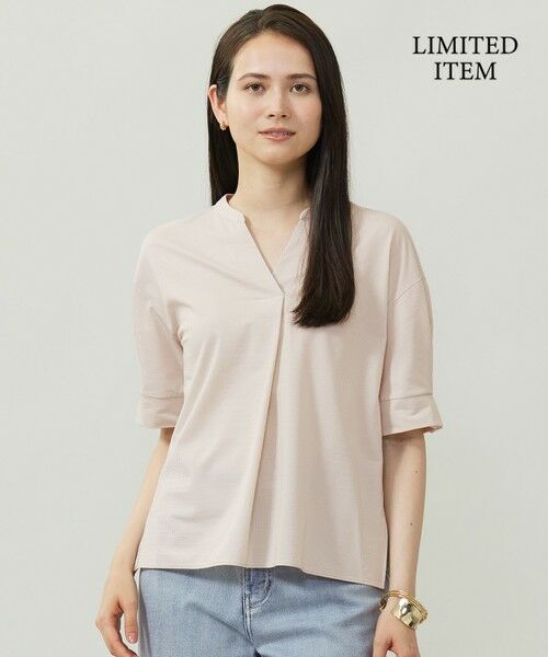 L size ONWARD(大きいサイズ)/エルサイズオンワード 【WEB限定・洗える】サッカージャージー カットソー ベージュ 44 L size ONWARD(大きいサイズ)/エルサイズオンワード 【WEB限定・洗える】サッカージャージー カットソー ベージュ 44