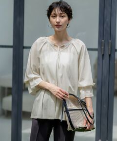 L size ONWARD(大きいサイズ) / エルサイズオンワード カットソー | 【洗える】クリアトリコットジャージー ギャザーデザイン カットソー