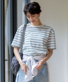 L size ONWARD(大きいサイズ) / エルサイズオンワード カットソー | 【洗える】シアーフライスボーダー Tシャツ