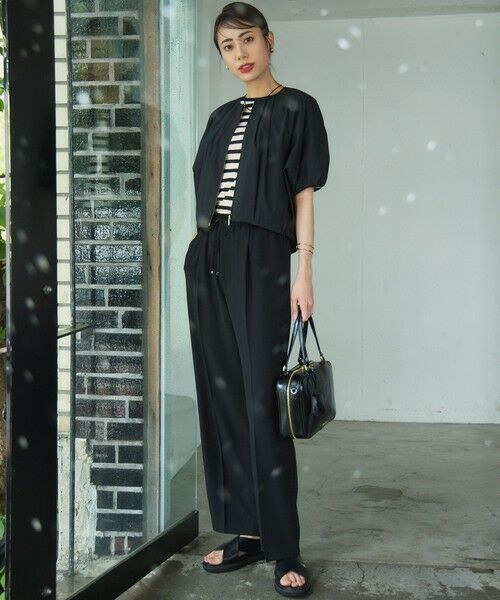 L size ONWARD(大きいサイズ) / エルサイズオンワード カットソー | 【洗える】シアーフライスボーダー Tシャツ | 詳細4