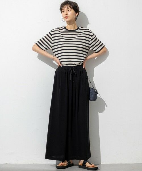 L size ONWARD(大きいサイズ) / エルサイズオンワード カットソー | 【洗える】シアーフライスボーダー Tシャツ | 詳細5