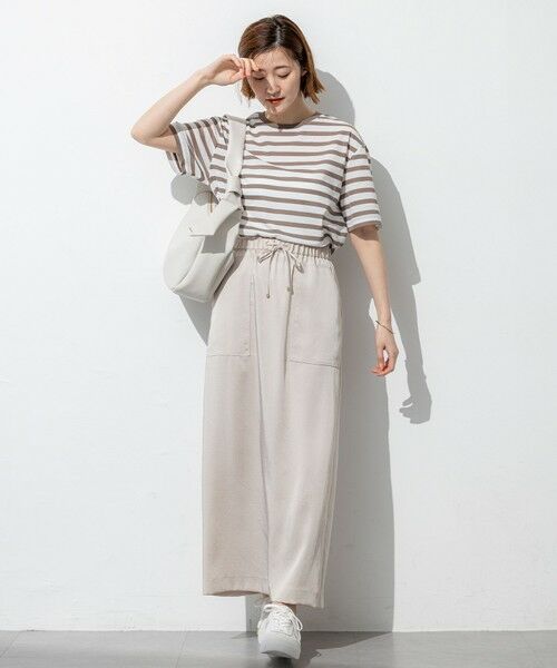 L size ONWARD(大きいサイズ) / エルサイズオンワード カットソー | 【洗える】シアーフライスボーダー Tシャツ | 詳細9