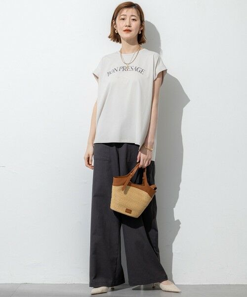 L size ONWARD(大きいサイズ) / エルサイズオンワード カットソー | 【接触冷感/洗える】BON-PRESAGE ロゴ フレンチスリーブ Tシャツ | 詳細7