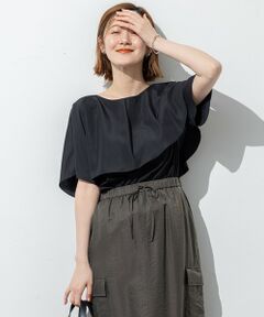 L size ONWARD(大きいサイズ) / エルサイズオンワード カットソー | 【汗じみ防止/洗える】スムースデザイン ラッフルカラー カットソー