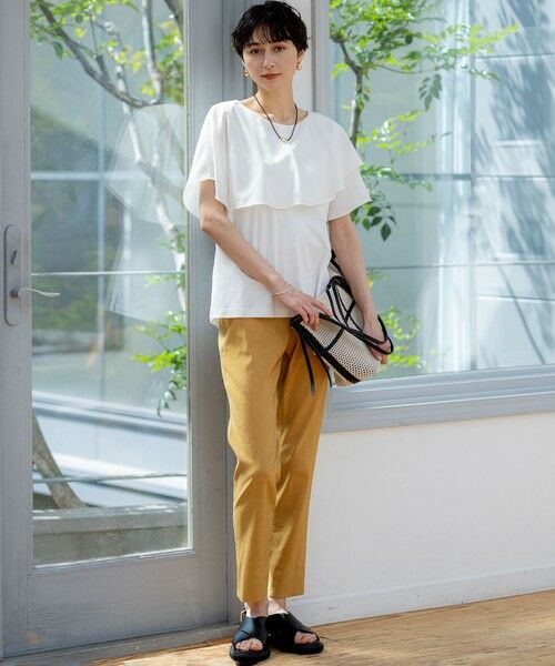 L size ONWARD(大きいサイズ) / エルサイズオンワード カットソー | 【汗じみ防止/洗える】スムースデザイン ラッフルカラー カットソー | 詳細2