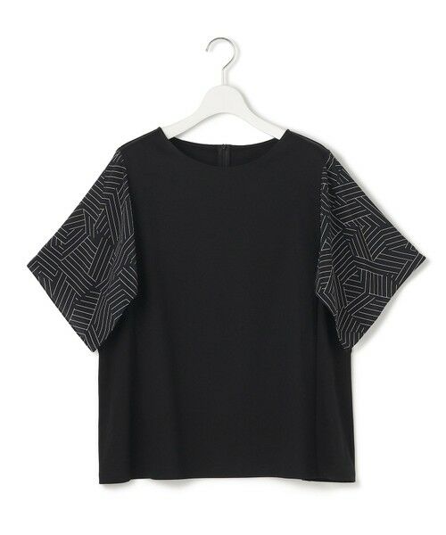 L size ONWARD(大きいサイズ) / エルサイズオンワード カットソー | 【Lサイズ限定/洗える】スカーフプリントコンビ スリーブデザイン カットソー | 詳細6