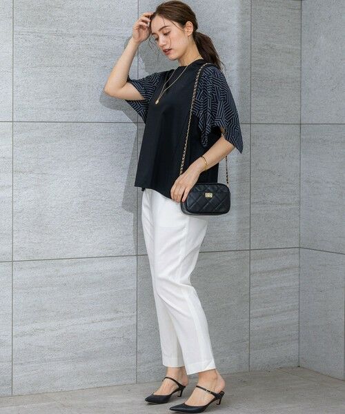 L size ONWARD(大きいサイズ) / エルサイズオンワード カットソー | 【Lサイズ限定/洗える】スカーフプリントコンビ スリーブデザイン カットソー | 詳細4