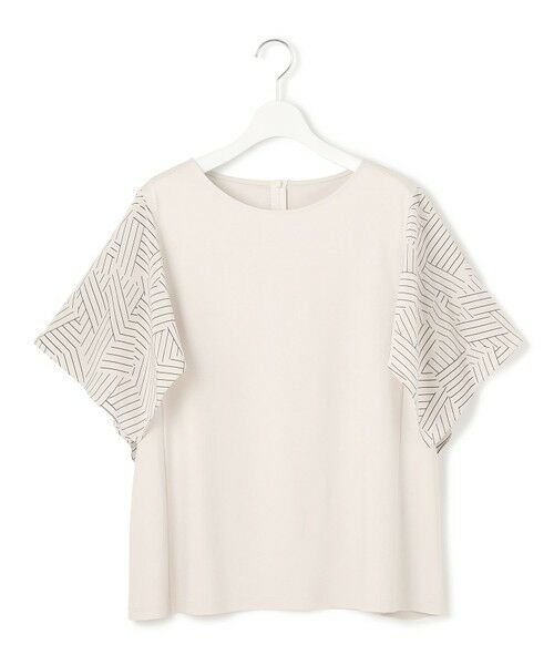L size ONWARD(大きいサイズ) / エルサイズオンワード カットソー | 【Lサイズ限定/洗える】スカーフプリントコンビ スリーブデザイン カットソー | 詳細14