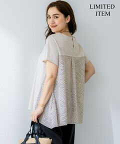 L size ONWARD(大きいサイズ) / エルサイズオンワード カットソー | 【Lサイズ限定/洗える】スカーフプリントコンビ バックフレア カットソー