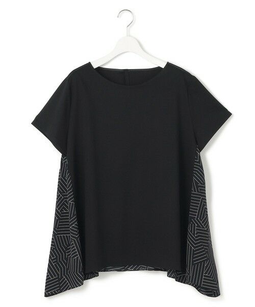 L size ONWARD(大きいサイズ) / エルサイズオンワード カットソー | 【Lサイズ限定/洗える】スカーフプリントコンビ バックフレア カットソー | 詳細4