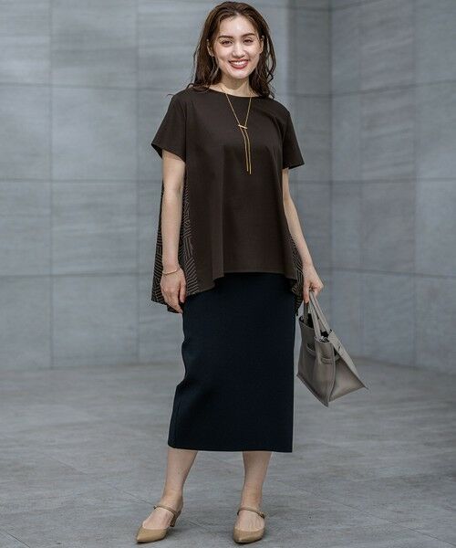 L size ONWARD(大きいサイズ) / エルサイズオンワード カットソー | 【Lサイズ限定/洗える】スカーフプリントコンビ バックフレア カットソー | 詳細18