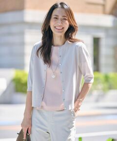 L size ONWARD(大きいサイズ) / エルサイズオンワード カーディガン・ボレロ | 【洗える・抗菌防臭】COTTON ACETATE DRY クルーネック カーディガン