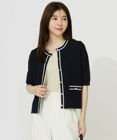 L size ONWARD(大きいサイズ) / エルサイズオンワード カーディガン・ボレロ | 【UVカット・洗える】リンクスバイカラー カーディガン