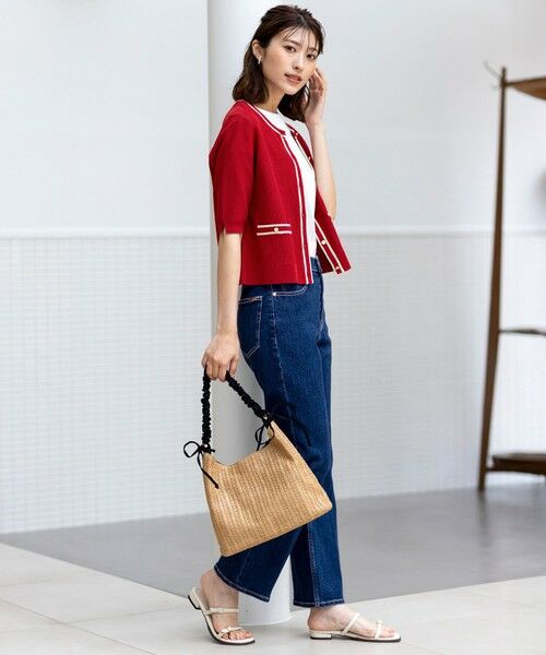 L size ONWARD(大きいサイズ) / エルサイズオンワード カーディガン・ボレロ | 【UVカット・洗える】リンクスバイカラー カーディガン | 詳細4