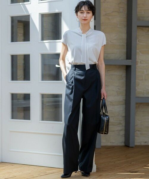 L size ONWARD(大きいサイズ) / エルサイズオンワード ニット・セーター | 【洗える】レーヨンポリエステルストレッチ ボウタイ ニット | 詳細1