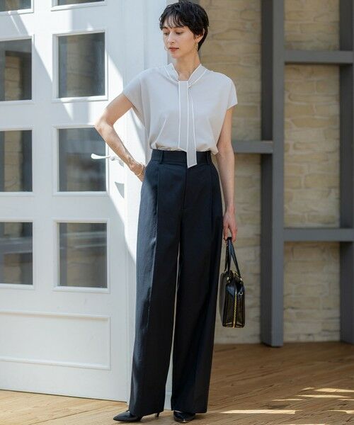 L size ONWARD(大きいサイズ) / エルサイズオンワード ニット・セーター | 【洗える】レーヨンポリエステルストレッチ ボウタイ ニット | 詳細2