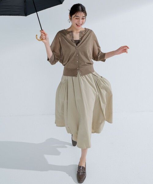 L size ONWARD(大きいサイズ) / エルサイズオンワード カーディガン・ボレロ | 【前後着用可能/洗える】シャイニーシアー 5分袖 カーディガン | 詳細3