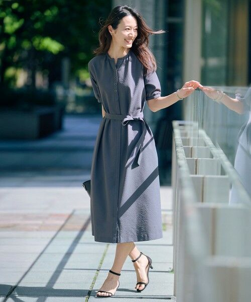 L size ONWARD(大きいサイズ) / エルサイズオンワード ロング・マキシ丈ワンピース | 【洗える・吸水速乾】DRYライトサッカー ワンピース | 詳細1