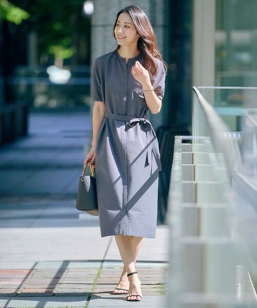 L size ONWARD(大きいサイズ) / エルサイズオンワード ロング・マキシ丈ワンピース | 【洗える・吸水速乾】DRYライトサッカー ワンピース | 詳細2