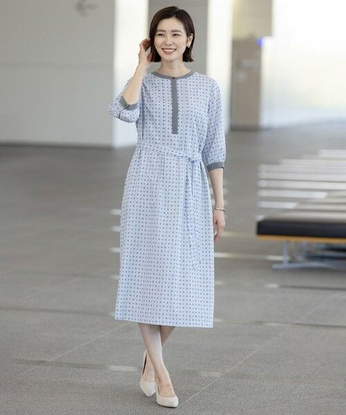 L size ONWARD(大きいサイズ) / エルサイズオンワード ロング・マキシ丈ワンピース | 【洗える】ジオメトリックプリント ワンピース | 詳細6