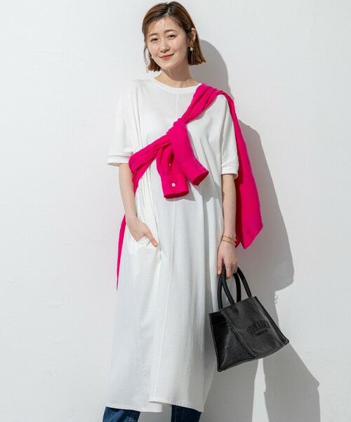 L size ONWARD(大きいサイズ)/エルサイズオンワード 【SLOW/一部店舗限定】MVSコットン T ワンピース ホワイト系 44 L size ONWARD(大きいサイズ)/エルサイズオンワード 【SLOW/一部店舗限定】MVSコットン T ワンピース ホワイト系 44