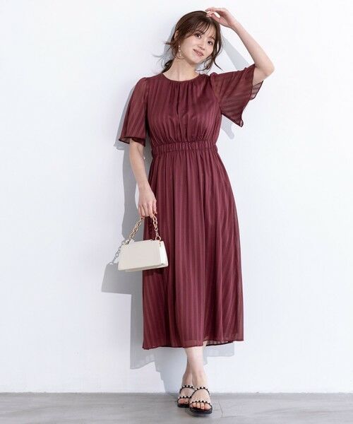 L size ONWARD(大きいサイズ) / エルサイズオンワード ロング・マキシ丈ワンピース | 【洗える】シアーパターン ワンピース | 詳細1